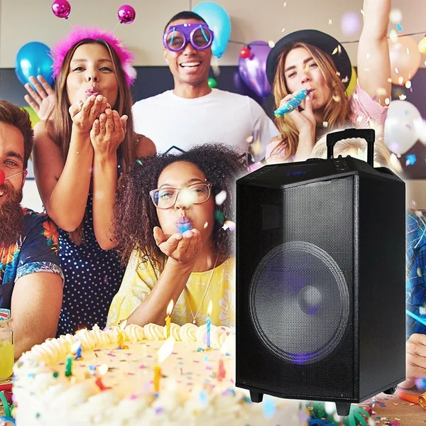 Emb 1200W 12 Inches Power Party Bluetooth/USB/SD Stereo Rechargeable Portable Speaker - pkl104pk1 - Perfect for beach/home/birth