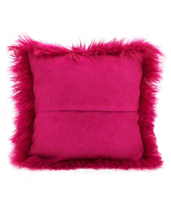 SARO LIFESTYLE 3564.R20S Mongolian Lamb Fur Down Filled Throw Pillow - Red, 20x22 x 20x22