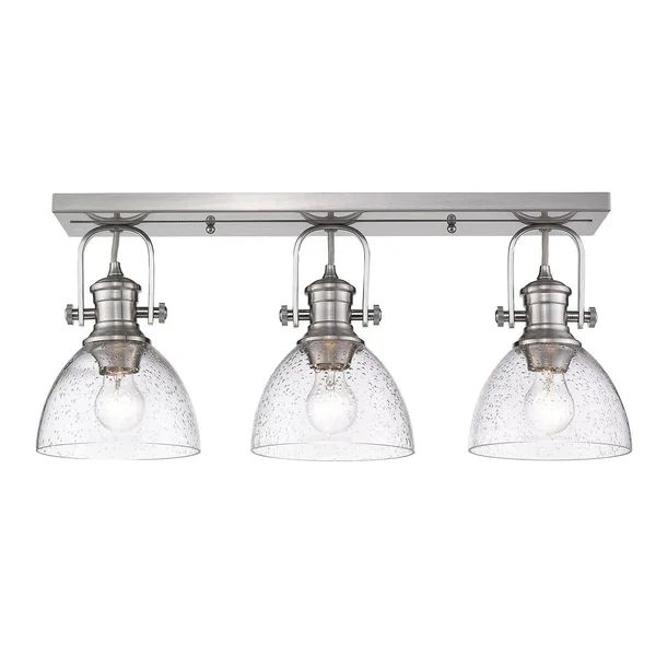 Carbon Loft Barton 3-Light Semi-Flush in Pewter - Pewter with Seeded Glass 26273430