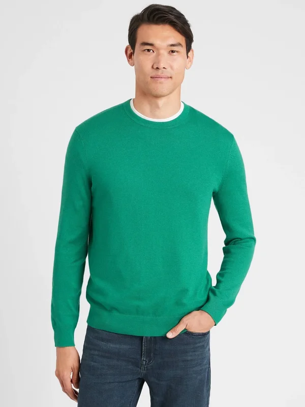 Men's Premium Luxe Crew-Neck Sweater Aquatic Green