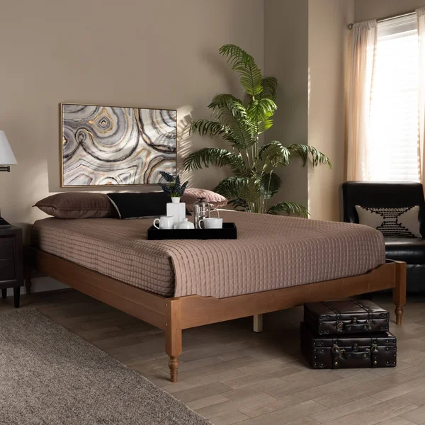 The Gray Barn Melanie Mount French Bohemian Wood Platform Bed Frame - Queen - Ash Walnut