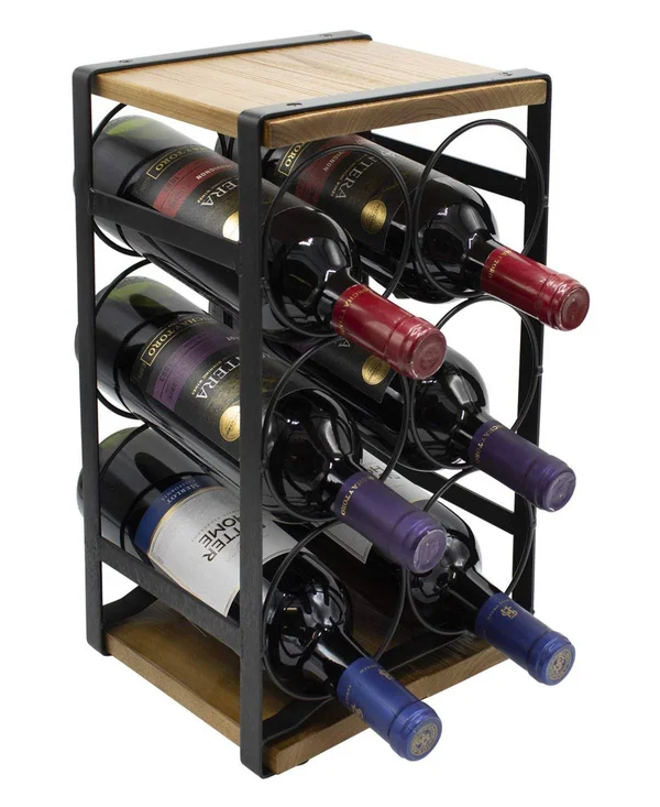 Sorbus Rustic Countertop Wine Rack - Black