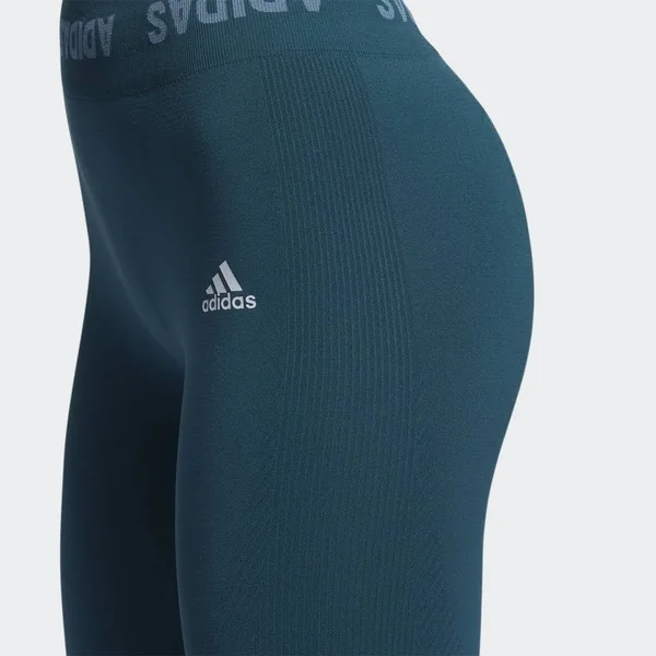 Adidas Women's Training Aeroknit Cropped High-Rise Tights in Blue/Wild Teal Size Small, Nylon/Polyester/Knit