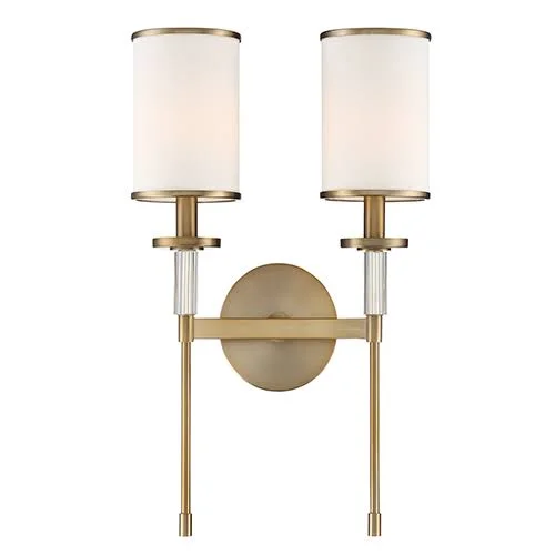 Mill & Mason Stafford Two-Light Wall Sconce in Aged Brass, Transitional, Bellacor 2169503