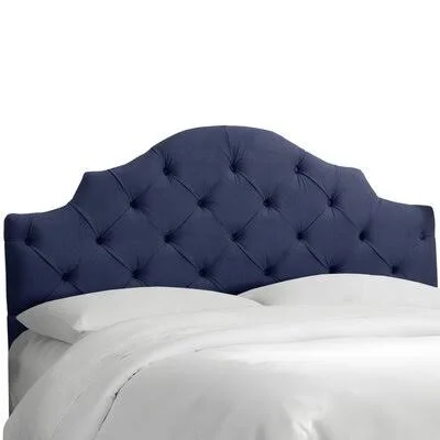 Tufted Notched Upholstered Panel Headboard Wayfair Custom Upholstery Size: Full - Upholstery: Velvet Navy