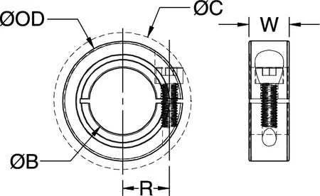Ruland Manufacturing CL-40-A Shaft Collar - clamp, 1Pc, 2-1/2 In, alum