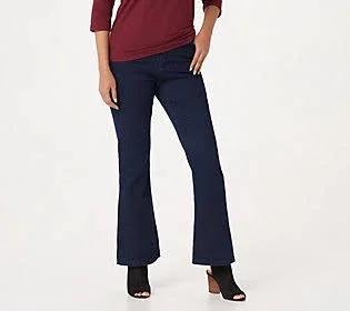 Denim & Co. Easy Stretch Denim Regular Pull-On Bootcut Jeans - Size Reg 10, Dark Wash