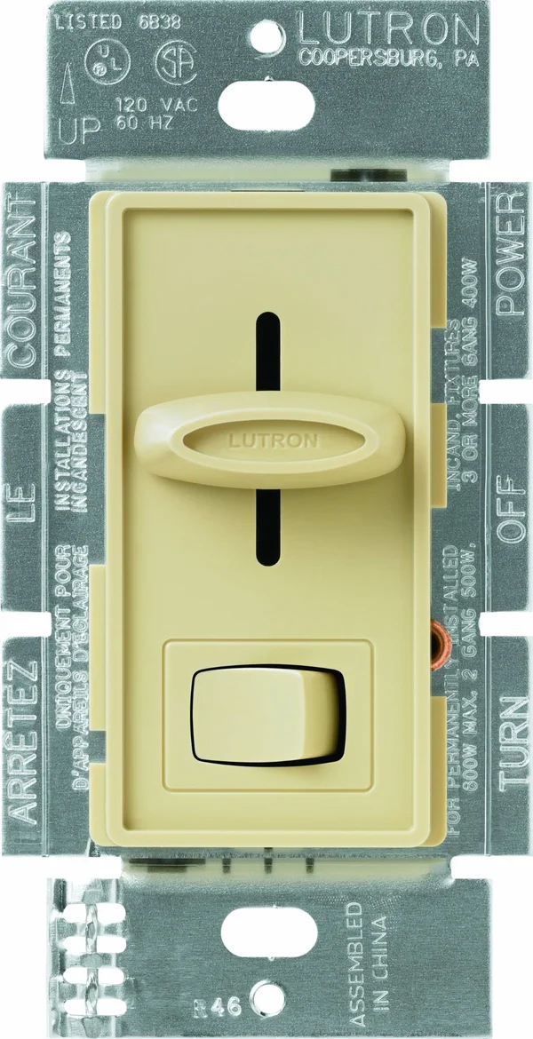 Lutron S-10PNL-IV Skylark 1000W Single-Pole Dimmer with Locator Light - Ivory