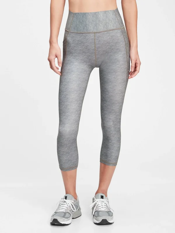 Gap Women's Gapfit High Rise Print Capris in Sculpt Revolution Heather Grey Tall Size XL