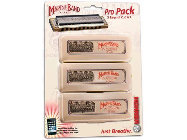 Hohner Marine Band 1896 Pro Harmonica - 3-Pack - Keys C - G and A