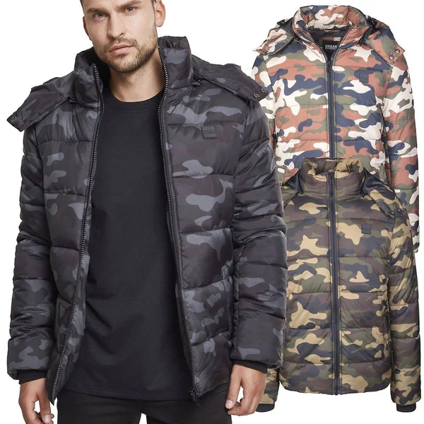 Urban Classics - Hooded Buffer Quilted Winter Jacket Camoflauge Rust Camo XXL
