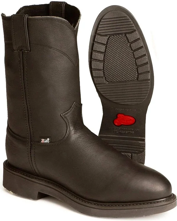 Justin Men's Conductor Black Pull on Work Boots - 4763 - Size 12
