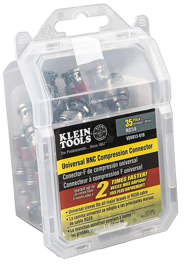Klein Tools VDV813-619 Universal BNC Compression Connector - RG59 (35, Pack)