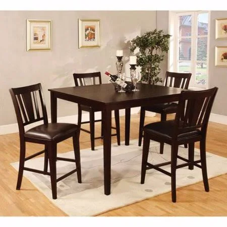 Darby Home Co Felten Wooden Square Top 5 Piece Counter Height Dining Table Set - Brown
