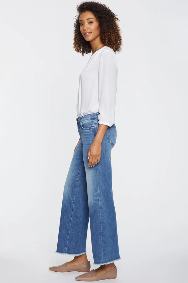 Nydj Teresa Wide-Leg Frayed-Hem Ankle Jeans - Calloway - Size 16