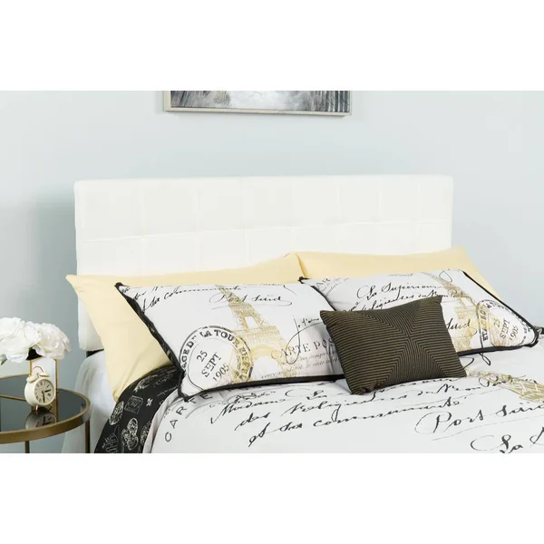 Alamont Quilted Tufted Upholstered Full Size Headboard in White Fabric