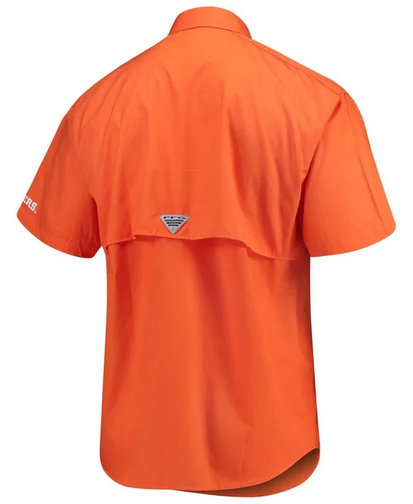 Columbia Men's Short Sleeve Collegiate Bonehead Shirt - Clemson Tigers-Spark Orange - M