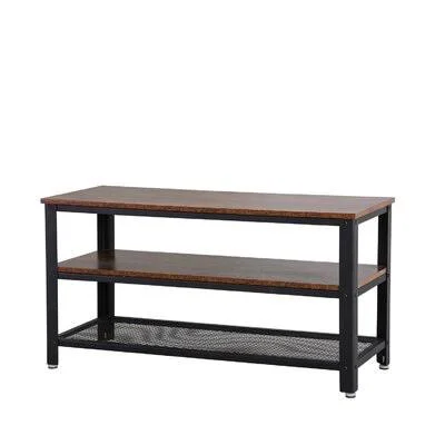 Industrial Console Table, Hallway Table with 2 Mesh Shelves, Side Table and Sideboard, Living Room, Corridor, Steel, Black in, 2