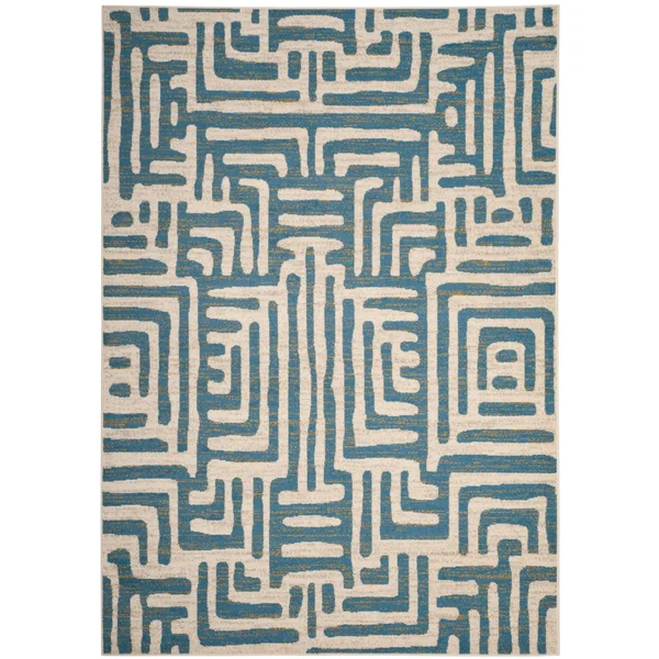 Safavieh Amsterdam AMS106C Ivory, Light Blue Rug 6&7x22 x 6&7x22 Square
