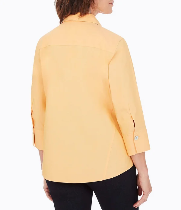 Foxcroft Paityn Solid Pinpoint Oxford Non-Iron Shaped Button Front Point Collar Shirt, Womens, 14, Almond Tart