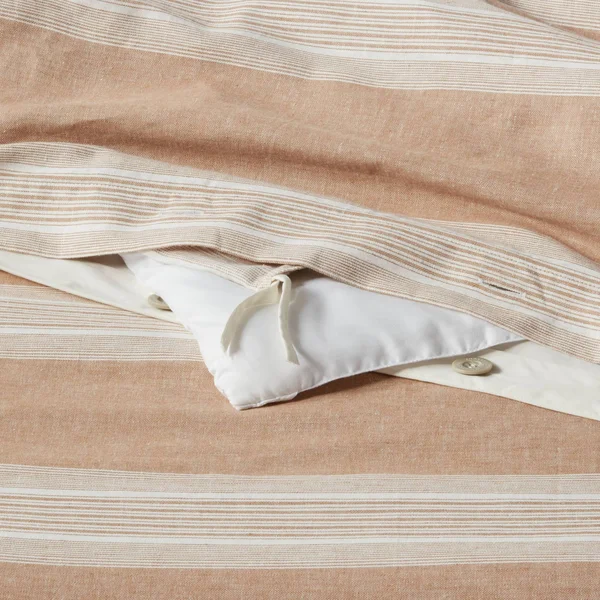 Full/Queen Chambray Yarn Dye Stripe Duvet & Sham Set Brown - Threshold