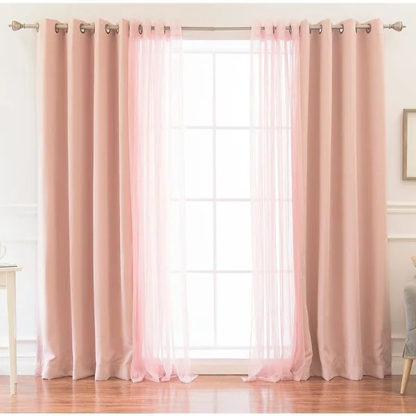 Rosdorf Park Sonja Mix and Match Solid Thermal Grommet 4 Piece Curtain Panels - Pink