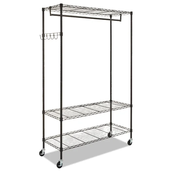 Alera Wire Shelving Stand Alone Garment Rack - Black