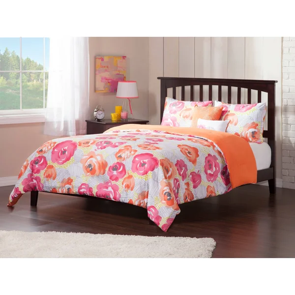 Atlantic Furniture Mission Queen Platform Bed with Open Foot Board in Espresso - Brown