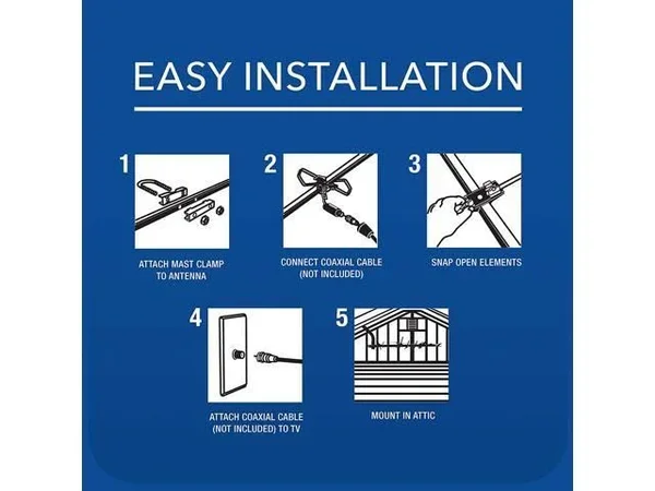 TV Antenna - RCA Outdoor Yagi Satellite HD Antenna with Over 70 Mile Range - Attic or Roof Mount TV Antenna - Long Range Digital
