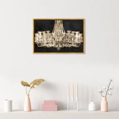 Elegant Chandelier - Print on Canvas Rosdorf Park Format: Gold Framed Canvas, Size: 16x22 H x 24x22 W x 1.5x22 D