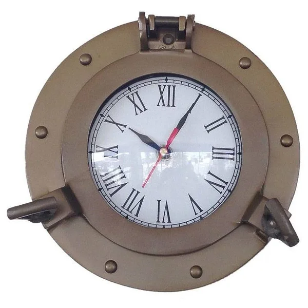 Antique Brass Decorative Ship Porthole Clock 8x22