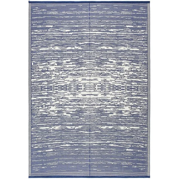 Lightweight Indoor Outdoor Reversible Plastic Area Rug - California - Blue/White - 5 x 7