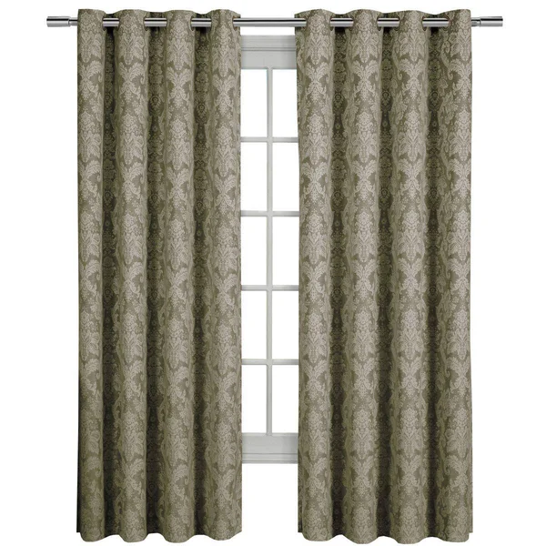 Royal Hotel Blair Sage Top Grommet Jacquard Window Curtain PANEL - Set of 2 Panels, 108x84 Inches Pair