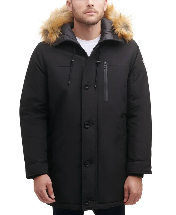 Guess Men's Heavy Weight Parka Jacket - Jet Black