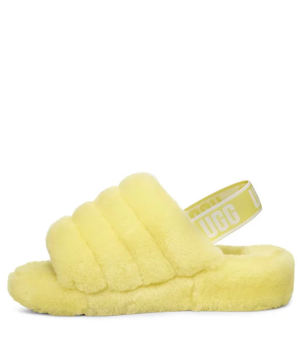 Ugg Women's Fluff Yeah Slide Sheepskin in Neon Yellow - Size 10