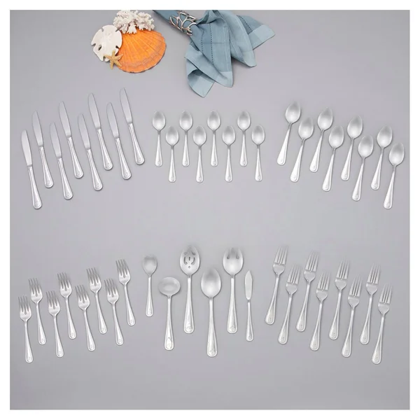 (D) - Riverridge 46-Piece Monogrammed Flatware, Marina Pattern