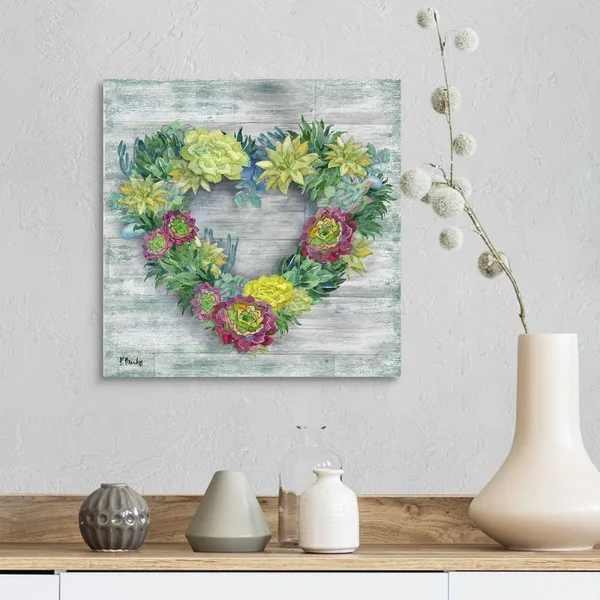 Succulent Wreath II, Canvas Wall Art, 16x16, Great Big Canvas