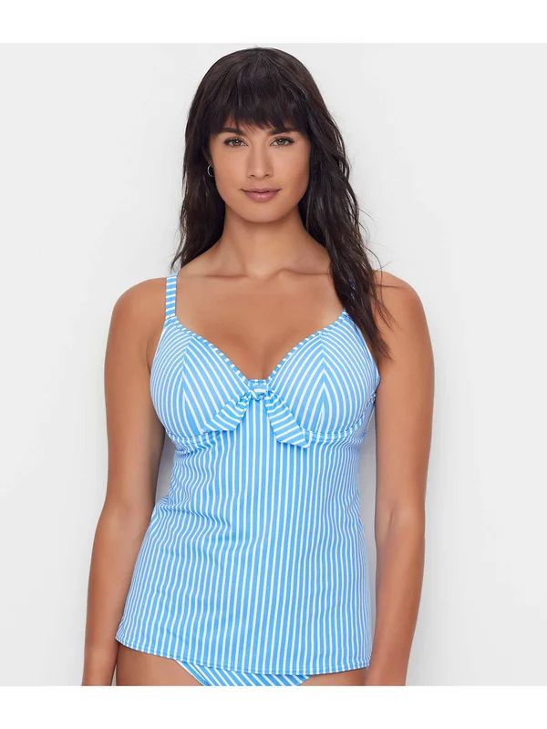 Freya Beach Hut Underwire Non Padded Plunge Tankini Top, Blue Moon