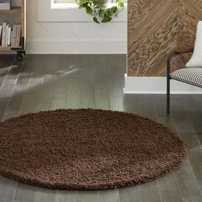 Freemont Chocolate Brown Area Rug Andover Mills Rug Size: Round 3&3x22