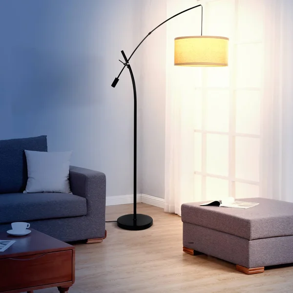Brightech Grayson LED Arc Floor Lamp- Tall Pole Standing Light Arches Over Living Room Sofa or Over Bed