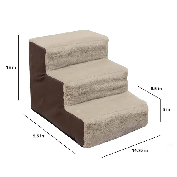 Dallas Manufacturing Co. 3 Step Home D閏or Pet Steps - Brown & Tan