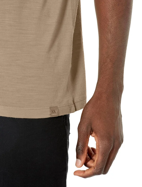 Icebreaker Men's Nature Dye Merino Tech Lite Short Sleeve Crewe T-Shirt Anniversary XXV - Size Large, Almond, Merino Wool/Nylo