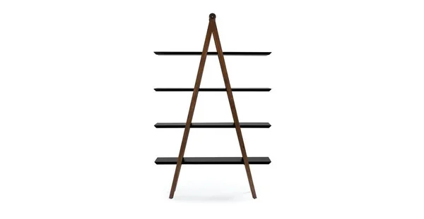 Solid Wood A-Frame Shelf - Black and Walnut, Article Caliper Modern Furniture - Labor Day Deals