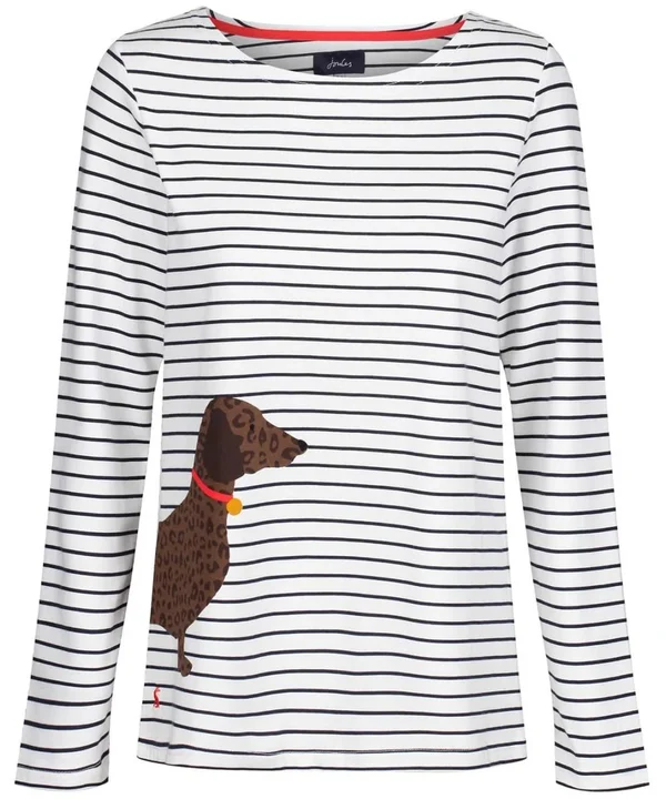 Joules Harbour Dachshund Dog Print Long Sleeve Knit Jersey Top - 4