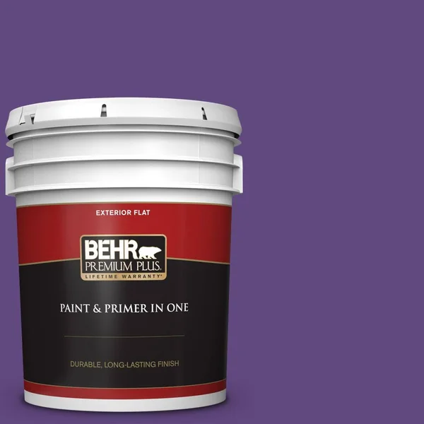 BEHR Premium Plus 5 gal. #S-G-650 Berry Syrup Flat Exterior Paint and Primer in One