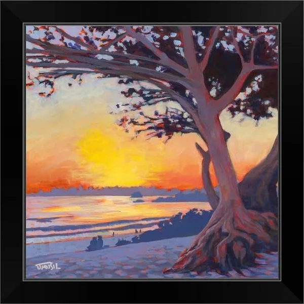 Carmel Beach - Black Framed Wall Art, 16x16, Great Big Canvas