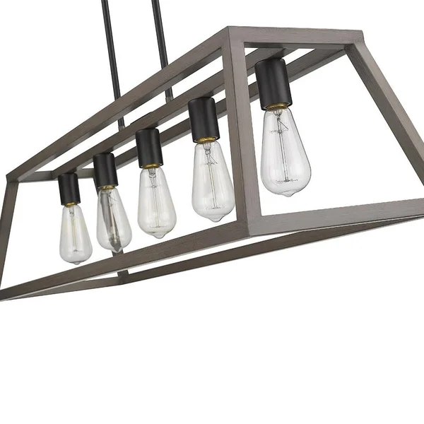 Ove Decors Agnes II 5-Light LED Wood Painting & Matt Black Finish Pendant Light