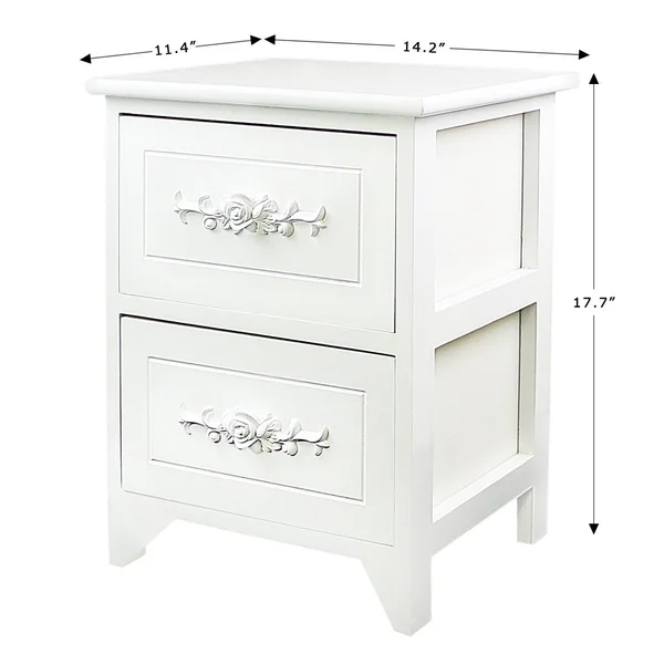 DL Furniture - Fully Assembled Tone Finish Night Stand 3 Drawer Storage Shelf Organizer 100% Light Weight Basswood - White