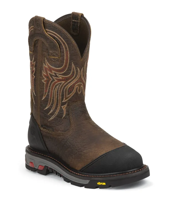 Justin Men's Borehole Mahogany Steel Toe Waterproof Boots - WK2114 14M