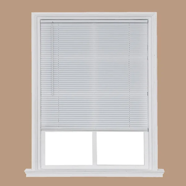 Project Source 1-in Slat Width 52.25-in x 64-in Cordless White Vinyl Light Filtering Mini Blinds, CCDLF5464-52.25